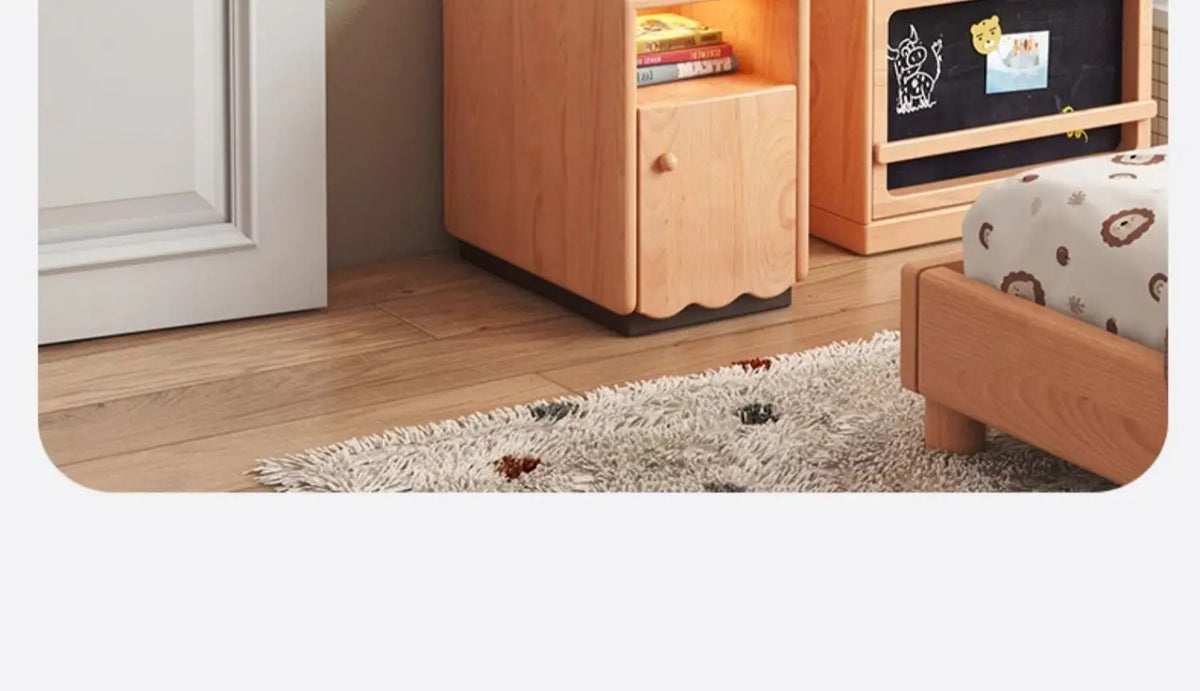 Afralia™ Solid Wood Bedside Cabinet with Lights & Hanging Clothes Rack
