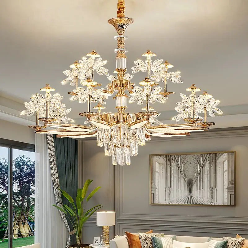 Afralia™ Crystal Chandelier Ceiling Pendant Light for Living, Dining, and Bedroom Home Lighting