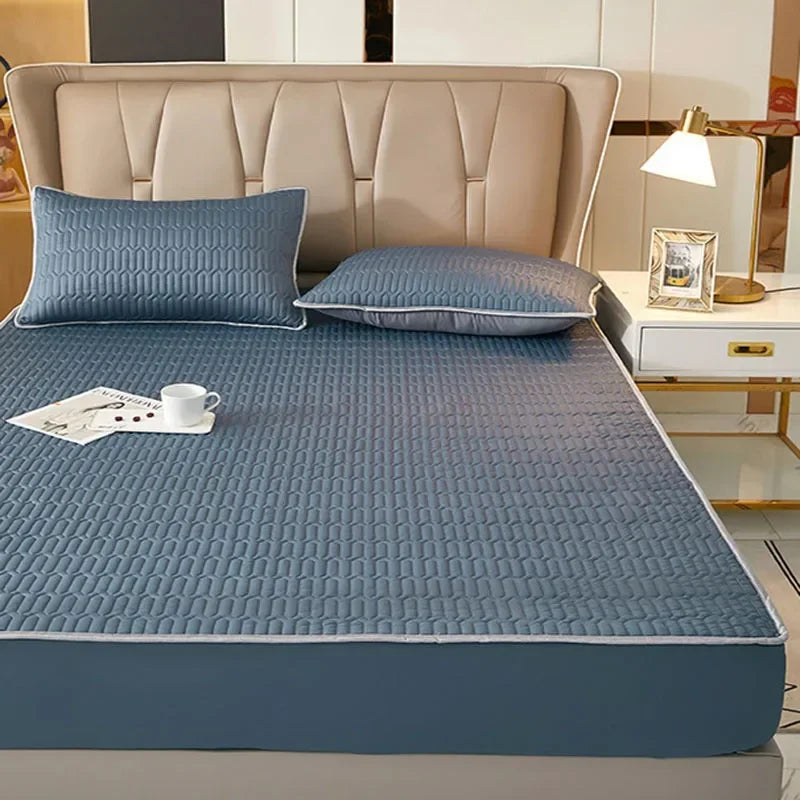 Afralia™ Cooling Latex Fitted Sheet Set: Soft 3-Layer Mattress Protector for Hot Sleepers