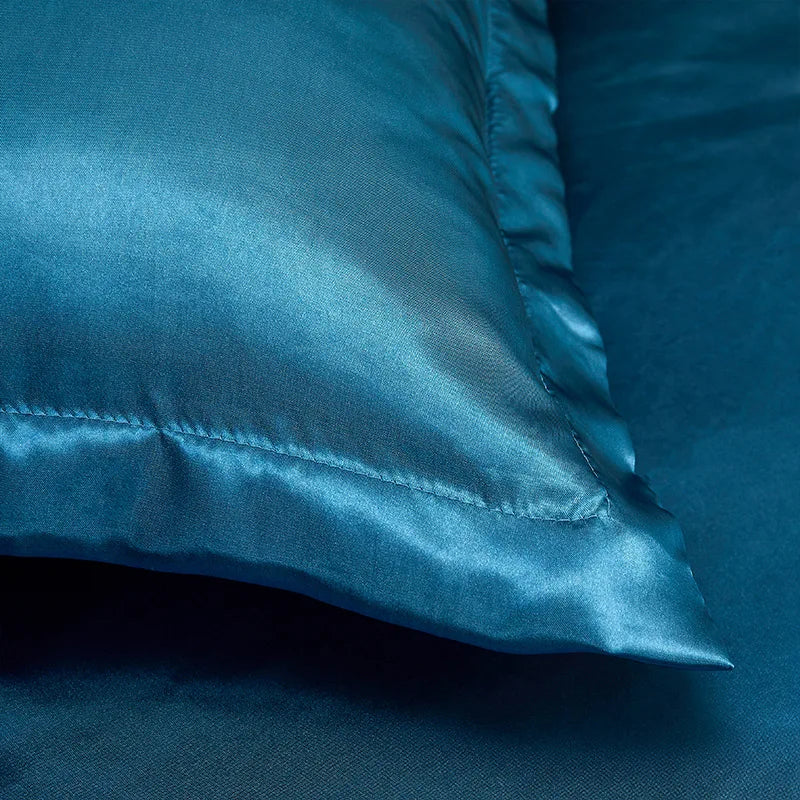 Afralia™ Solid Color Ice Rayon Cooling Bedding Set - King/Queen Size Skin-Friendly Fitted Sheet