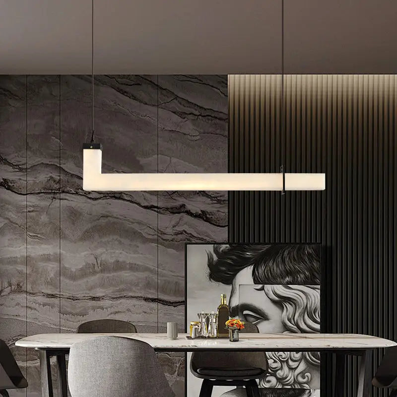 Afralia™ Marble Pendant Lights with Black Stone Belt Hanglamp for Dining Room