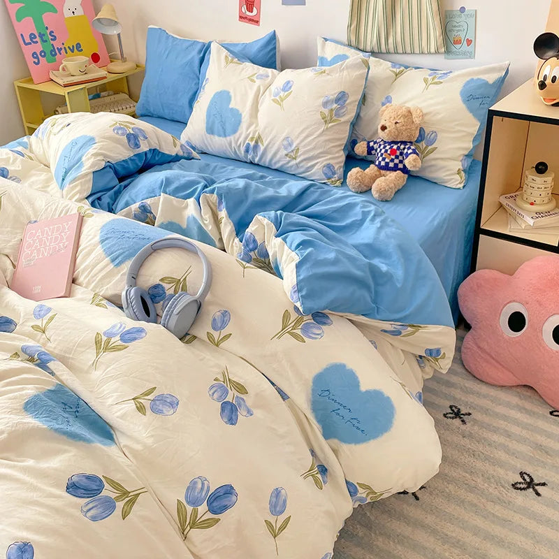 Afralia™ Cloud Cotton Printed Bedding Sets | Super Soft Quilt Set for School Home Twin King