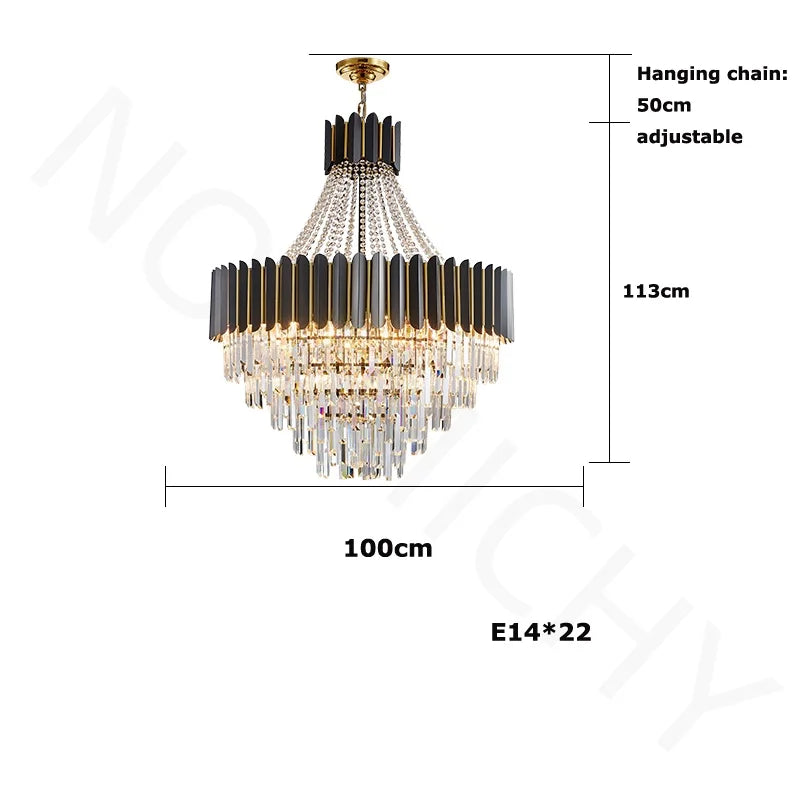 "Afralia™ Crystal Collection LED Black Gold Chandelier for Dinning Room"