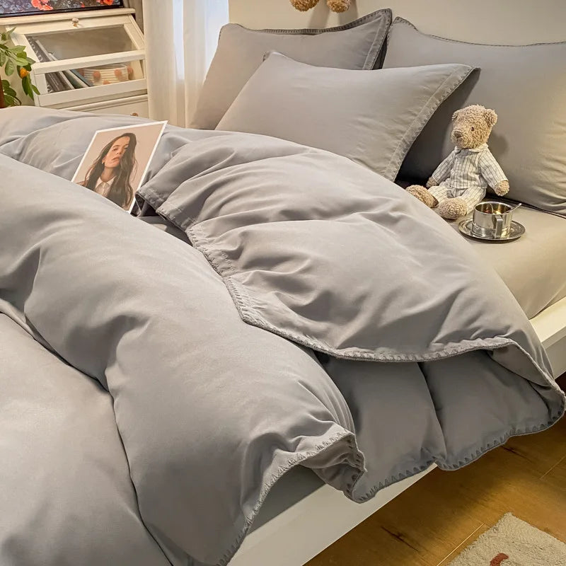 Afralia™ Cozy Shell Edges Bedding Set: Soft Duvet & Fitted Sheet for Autumn/Winter