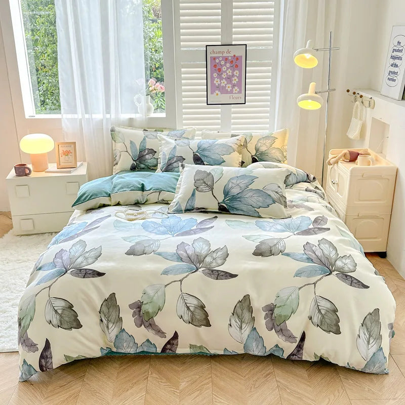 Afralia™ Soft Plant Printed Bedding Sets Cozy Quilt Cover for Summer & Autumn