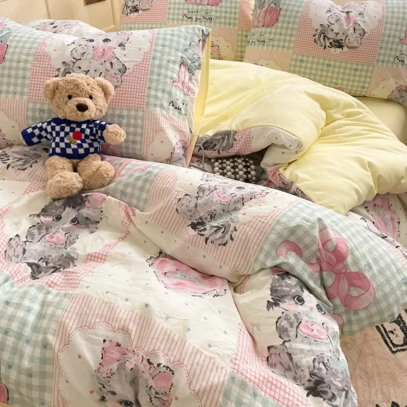 Afralia™ Patterned Fitted Sheet Comforter Set - Soft Bedding for Adults & Children