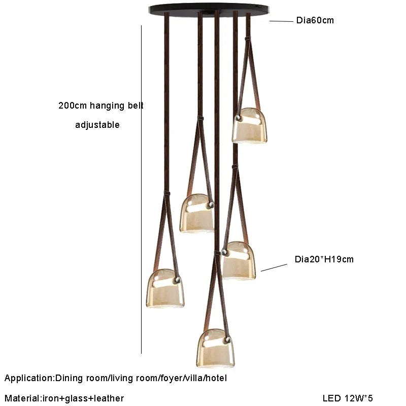 Afralia™ Luxury LED Crystal & Leather Chandelier for Living Room