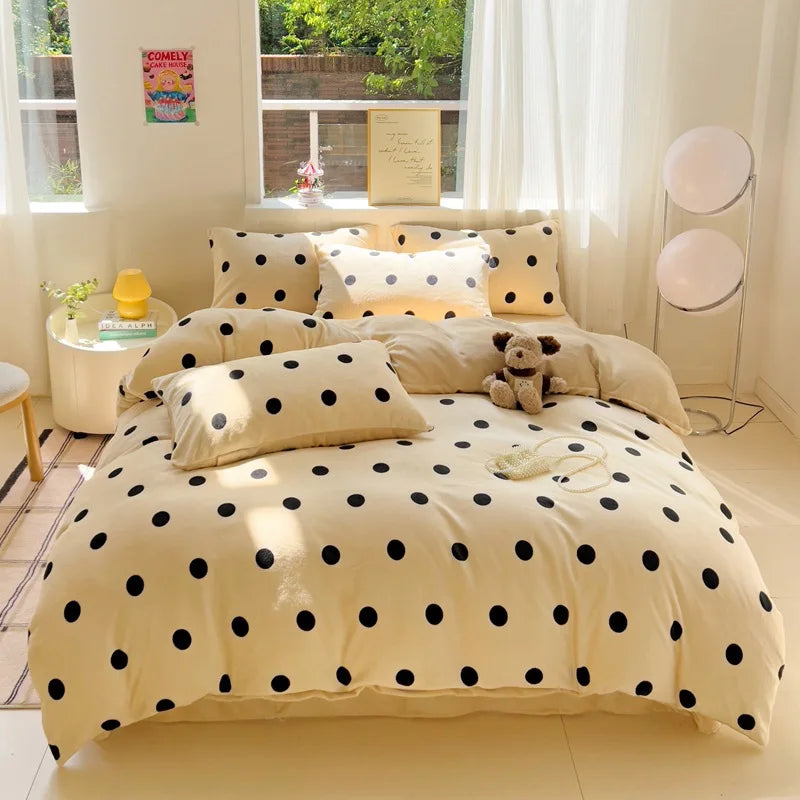 Afralia™ Snowflake Velvet Cute Cartoon Flower Bedding Set for Single Queen