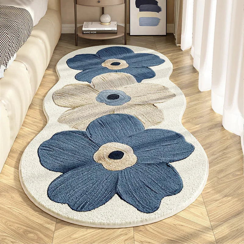 Afralia™ Floral Faux Cashmere Bedside Carpet: Soft, Non-Slip, Wear-Resistant Floor Mat
