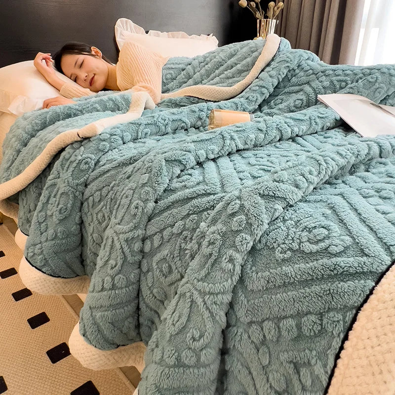 Afralia™ Warm Coral Fleece Blanket | Soft Comfort | Cozy Thicken | Autumn Winter Blanket