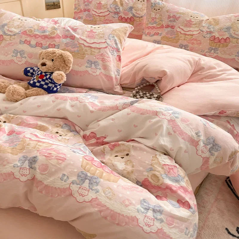 Afralia™ Patterned Fitted Sheet Comforter Set - Soft Bedding for Adults & Children