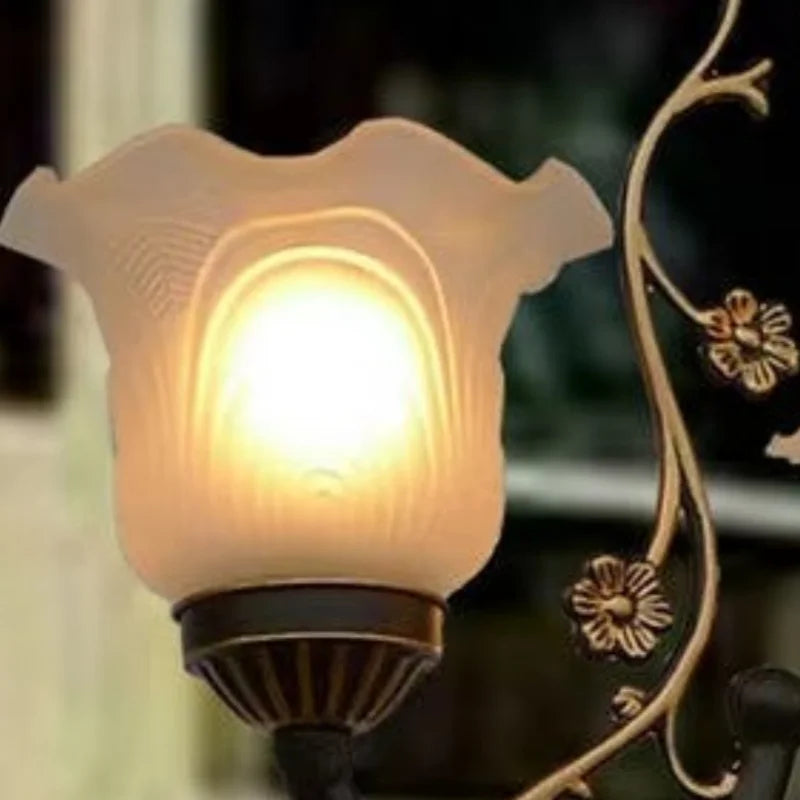 Afralia™ Classic Wrought Iron Chandelier with Glass Lampshade for Home Decor Lighting