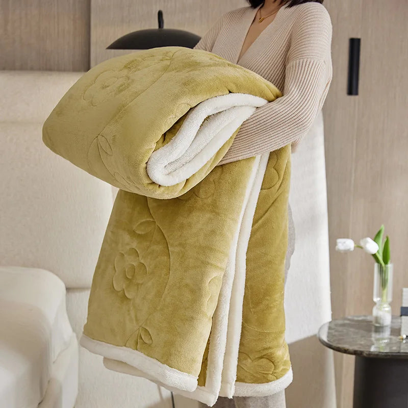 Afralia™ Cozy Three-Layer Lamb Wool Sofa Blanket for Autumn & Winter Decor