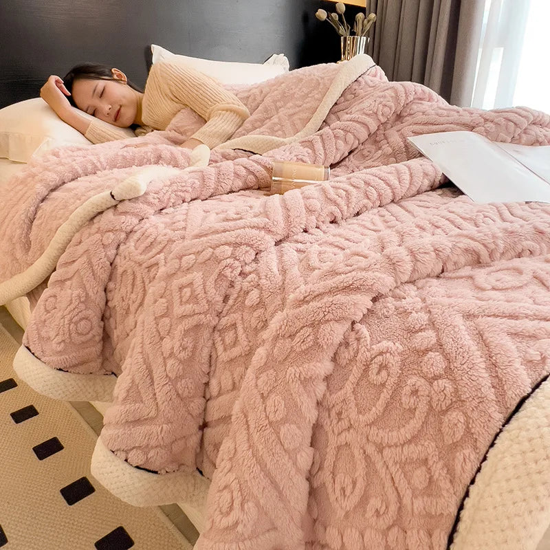Afralia™ Warm Coral Fleece Blanket | Soft Comfort | Cozy Thicken | Autumn Winter Blanket