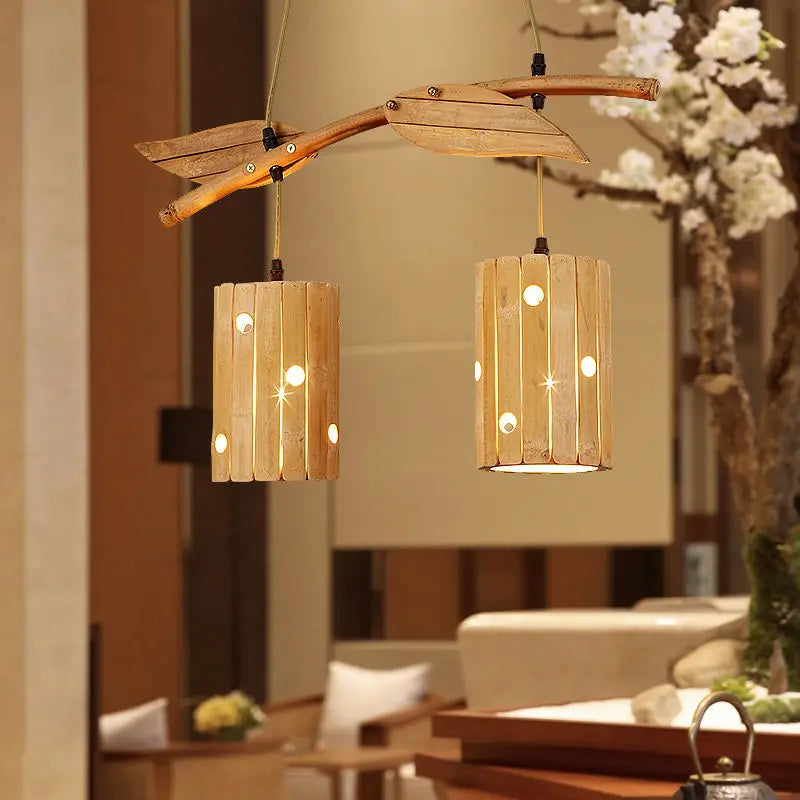 Afralia™ Bamboo Art Chandelier: Retro Korean Living Room Lights for Tea House & Restaurant