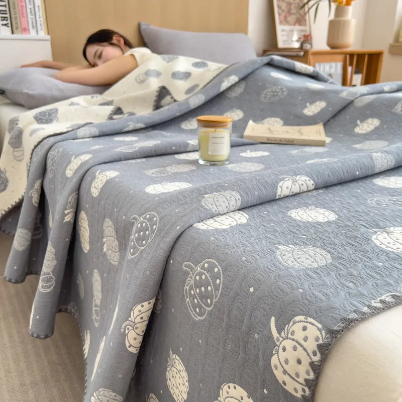 Afralia™ Cotton Towel Blanket, Rural Printed Thin Quilt - Luxury Breathable Bedspread