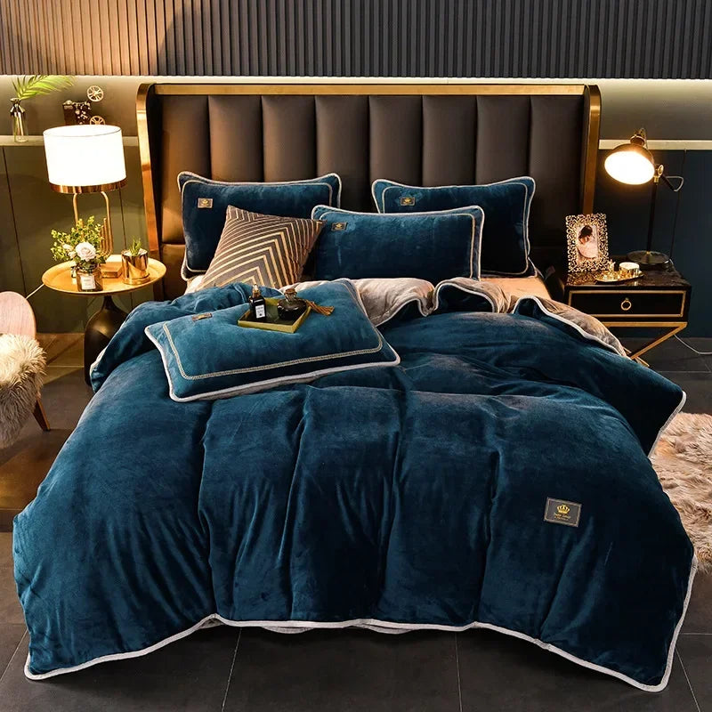 Afralia™ Plush Winter Bedding Set: Ultra-Thick Milk Fleece Duvet, Sheets, Comforter Cover & Pillowcases