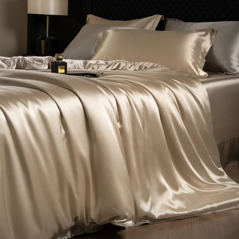 Afralia™ Silk Bedding Set: Smooth 100% Silk Comforter Cover Sets for Full Twin King Queen