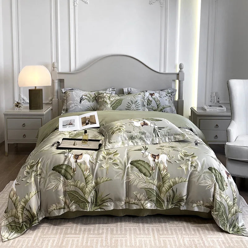 Afralia™ 3D Printed Faux Silk Bedding Set - Cooling, Skin-Friendly, Non-Fading Comfort