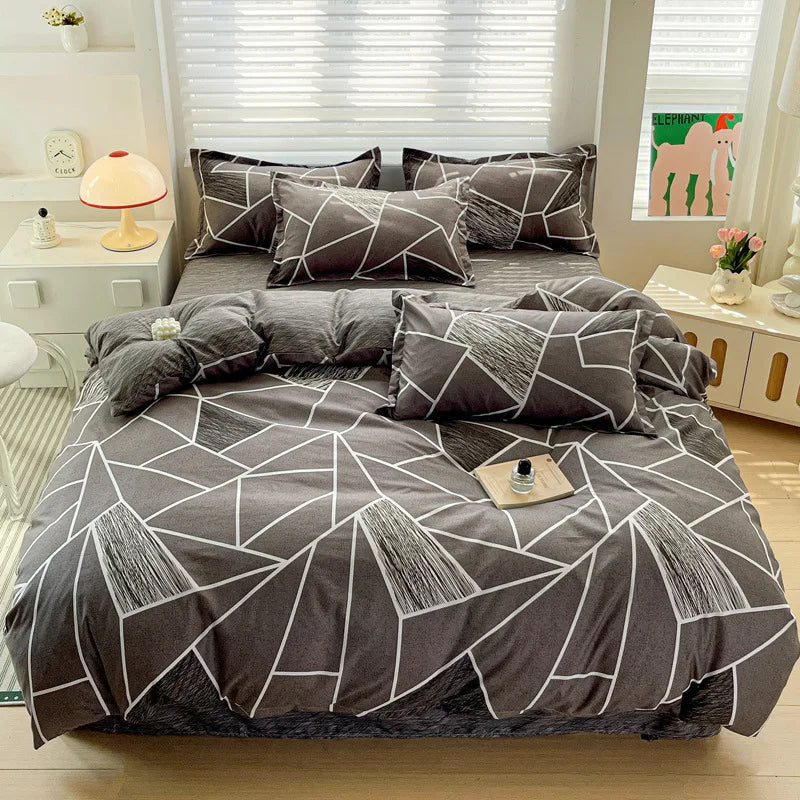 Afralia™ Geometric Pattern Single Duvet Cover, Cozy Cotton Bedding for Autumn/Winter