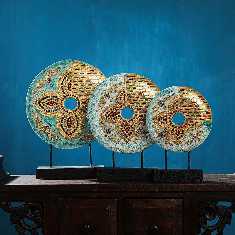 Afralia™ Handmade Thai Solid Wood Tabletop Decoration for Living Room and TV Cabinet
