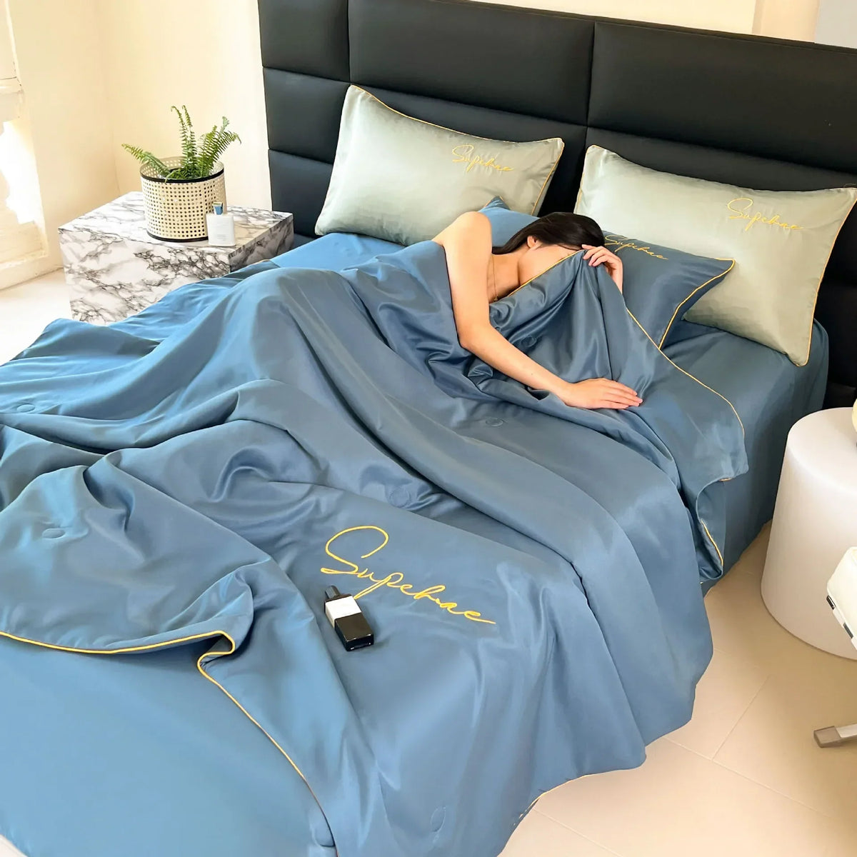 Afralia™ Satin Silky Summer Quilt: Super Soft & Breathable Bedding Blanket