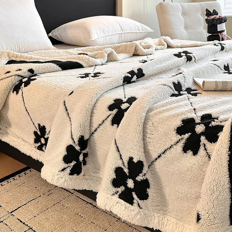 Afralia™ Double-Layer Jacquard Lamb Wool Blanket - Cozy Sofa Throw for Winter Home Comfort