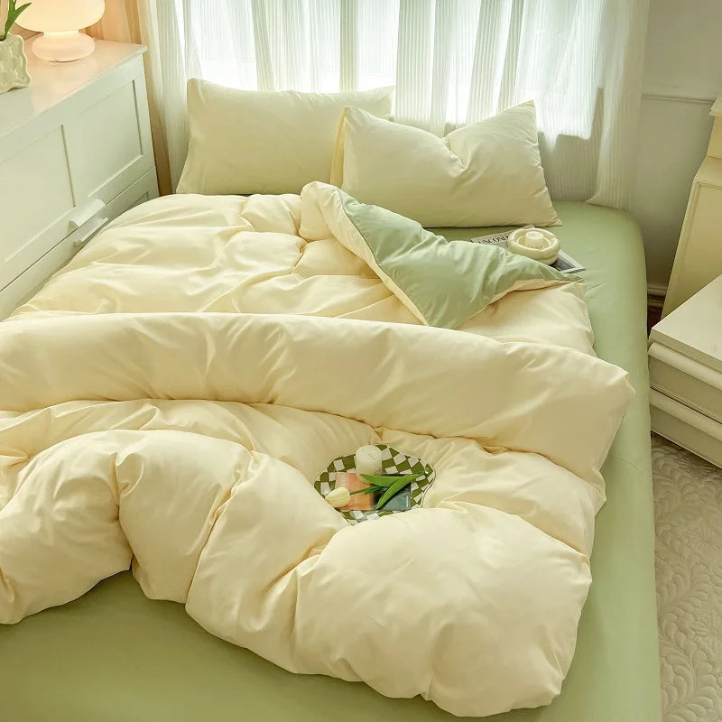 Afralia™ Solid Color Duvet Cover Set - Queen King Full Size Flat Sheet Bedding