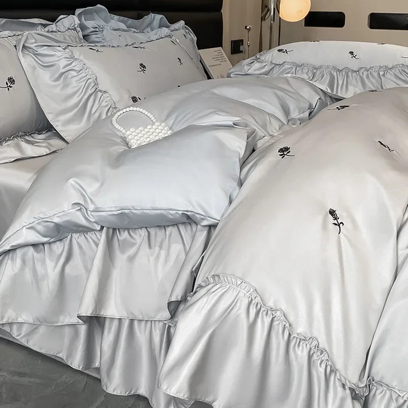 Afralia™ Lace Embroidered Cooling Comforter Cover Set - Silky Cozy Bedding Sets
