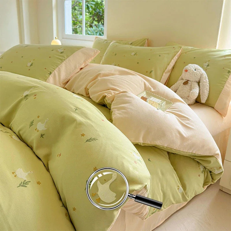 Afralia™ Soft 3D Printed Cartoon Bed Set - Double-Colored, Skin-Friendly Bed Linens for Adults