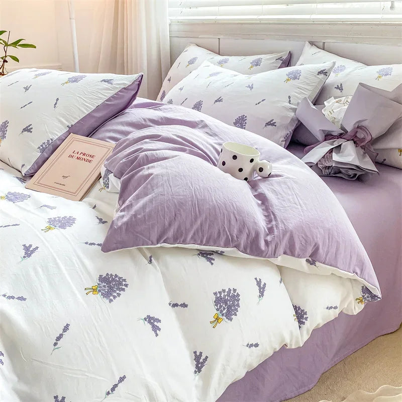 Afralia™ Cozy Pattern Printed 4Pcs Single Bedding Set - Soft Cotton Fabric