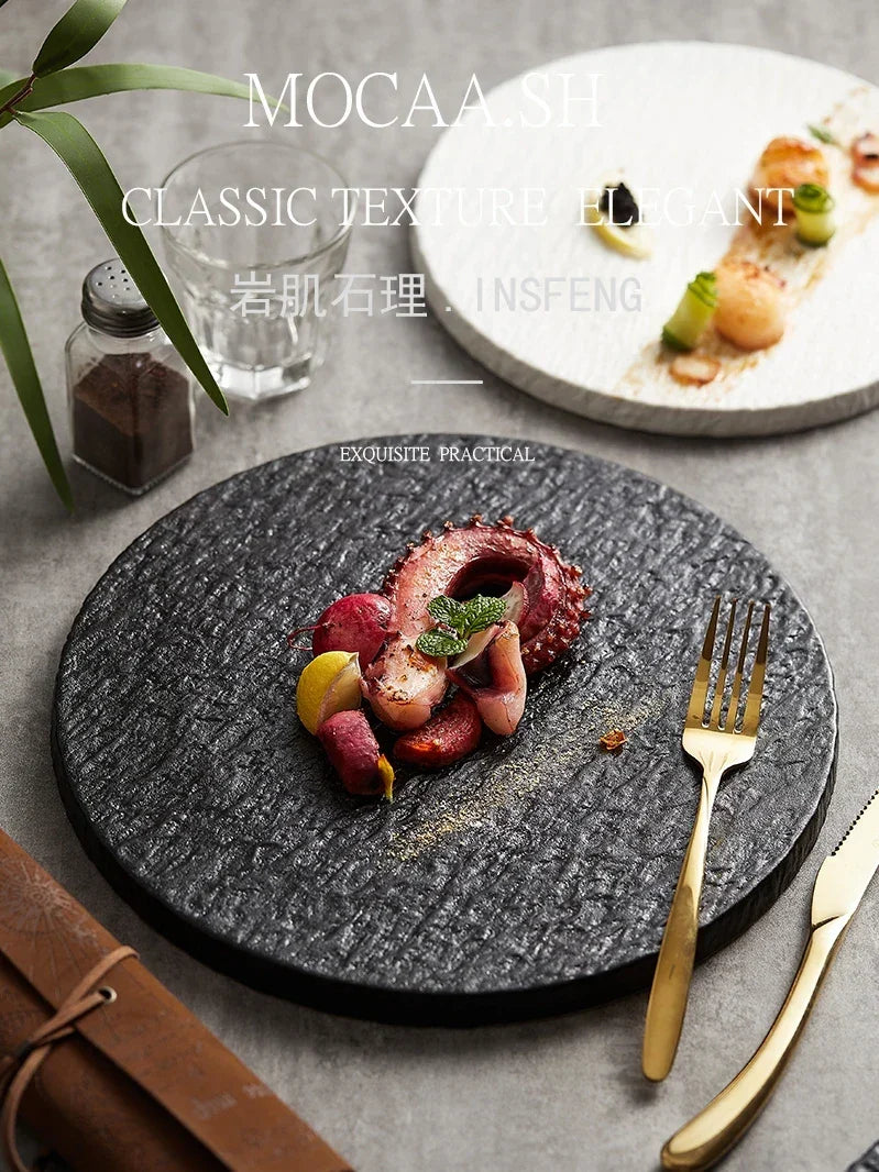 Afralia™ Rock Plate: Elegant Japanese Tableware for Home Dining and Decoration