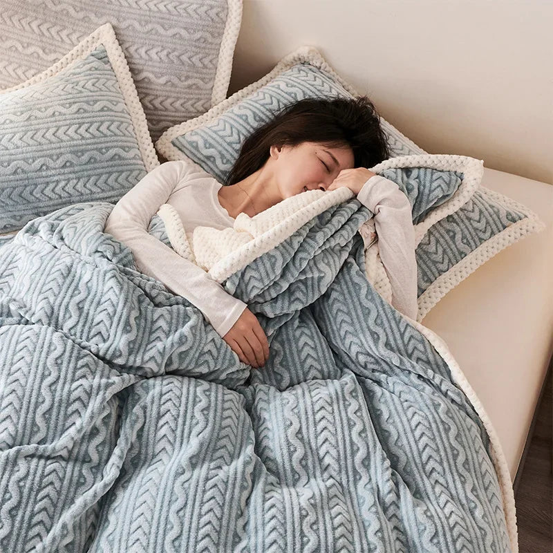 Afralia™ Coral Fleece Flannel Blanket: Cozy Single/Queen Size Little Quilt - Winter Office/Dorm Warmth