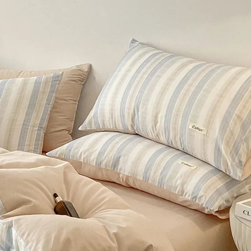 Afralia™ Nordic Cotton Bedding Set: Soft Striped Comforter Cover for Adults