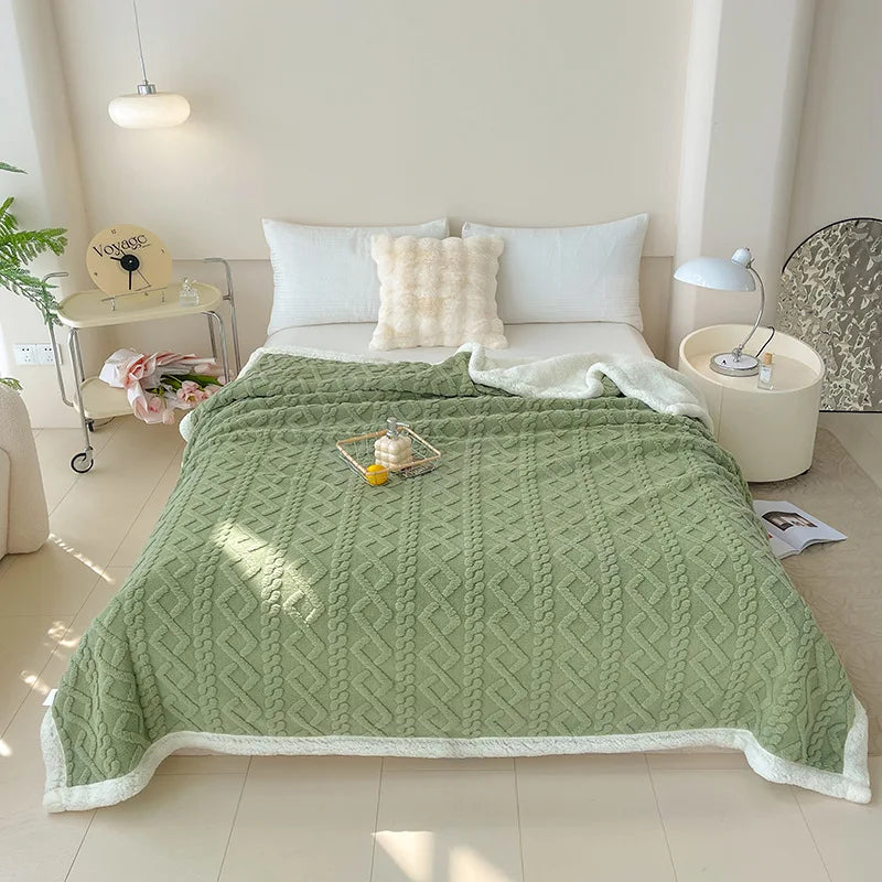 Afralia™ Soft Lamb Wool Blanket for Office Living Room Sofa All Seasons Comfy Cover