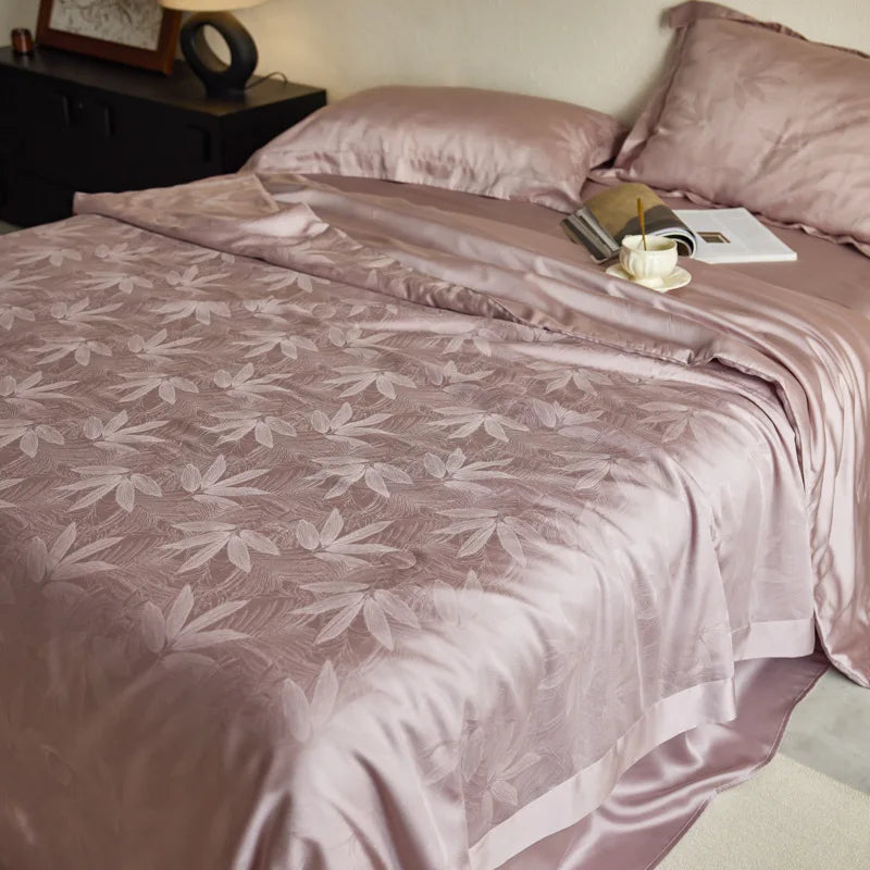 Afralia™ Light Luxury Jacquard Quilt Set with Sheets & Pillowcases - Ice Silk, Washable & Cooling