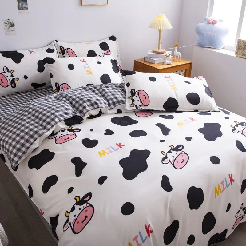 Afralia™ Cute Cartoon Printed Bedding Set | Washed Skin-Friendly | Queen/King Size