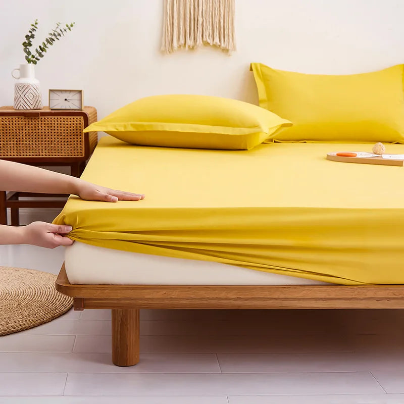 Afralia™ Pure Cotton Fitted Sheet: Comfortable Solid Color Mattress Cover