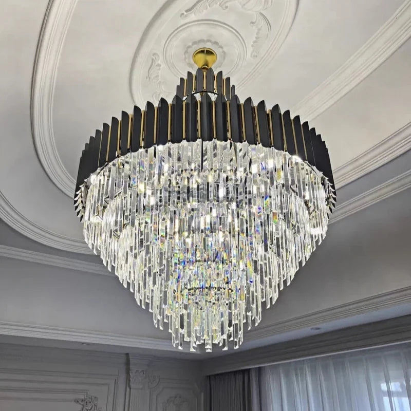 "Afralia™ Crystal Collection LED Black Gold Chandelier for Dinning Room"