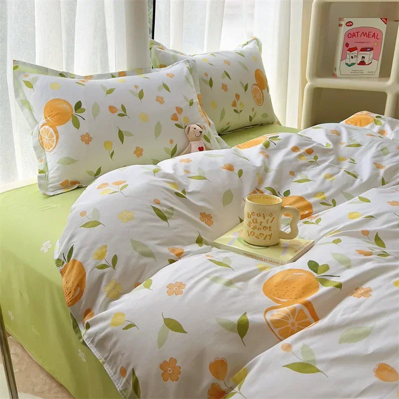 Afralia™ Small Floral Cotton Bedding Set for Soft Skin-Friendly Duvet Cover Sets
