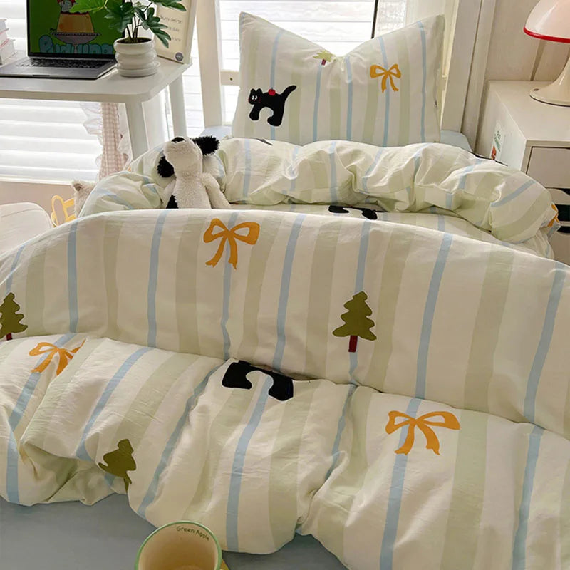 Afralia™ Cartoon Style Cotton Printed Bedding Sets in Single/Double Size