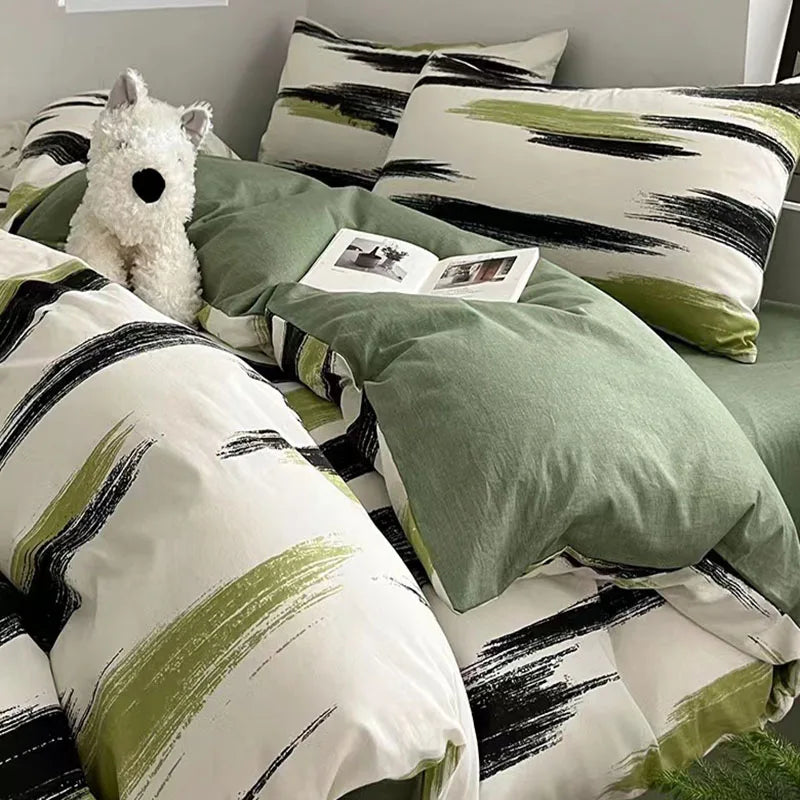 Afralia™ Cartoon Print Bedding Set: Breathable Duvet Cover, Bed Sheet, Pillowcases - Double & Single Sizes