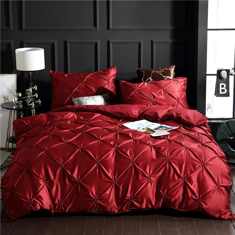 Afralia™ Chiffon Flower Design Duvet Cover Set with Pillow Cases - Soft Polyester Bedding