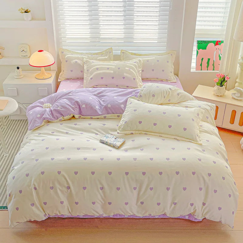 Afralia™ Cozy Cotton Bedding Set for Double Bed, Autumn Winter Duvet Cover Kit