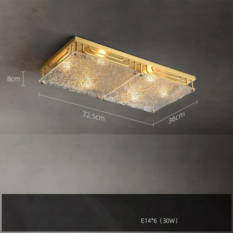 Afralia™ Gold Water Ripple Glass Ceiling Lamp for Bedroom Kitchen Home Decor