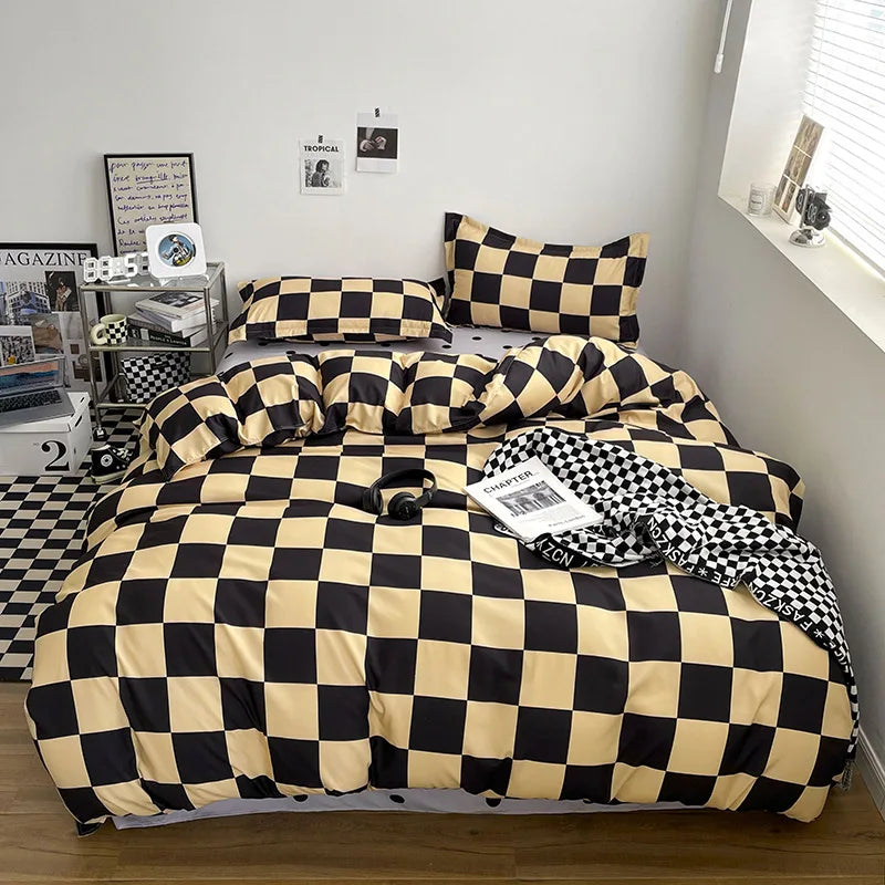 Afralia™ Soft Large Stripe Bedding Set: Brushed Duvet, Sheet, Pillowcases in Nordic Style