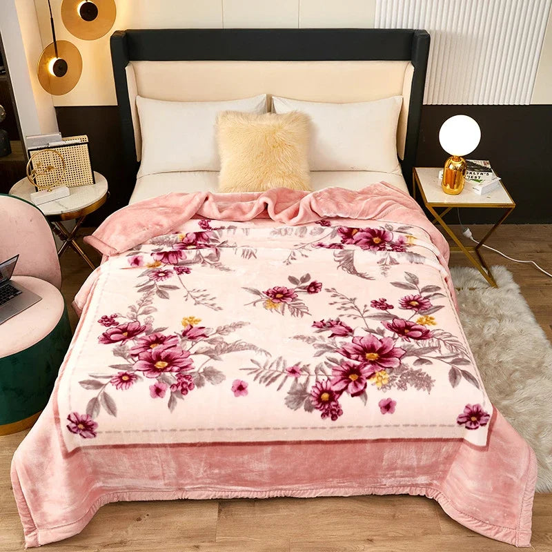 Afralia™ Winter Raschel Blanket: High-End, Warm, and Skin-Friendly for Single & Double Beds