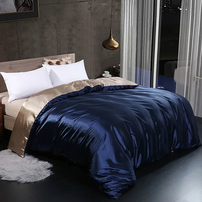 Afralia™ Mulberry Silky Queen Duvet Cover Smooth Luxury Satin King Size Blanket