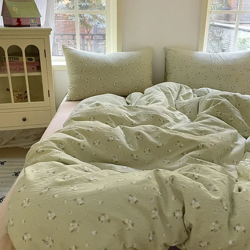 Afralia™ Jacquard Double-Layer Yarn Fitted Sheet Set - Cloud Touch Soft Skin-Friendly Bedroom Decor