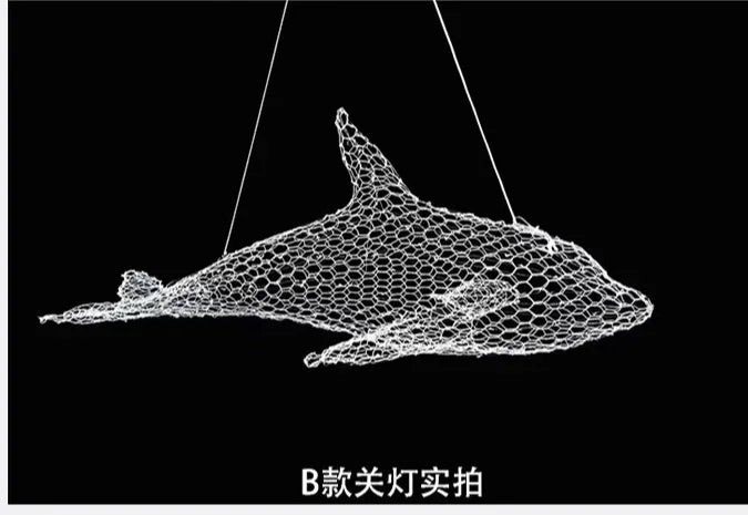 Afralia™ Fish-shaped Iron Net Pendant Lights, Industrial Style for Stores and Coffee Shops